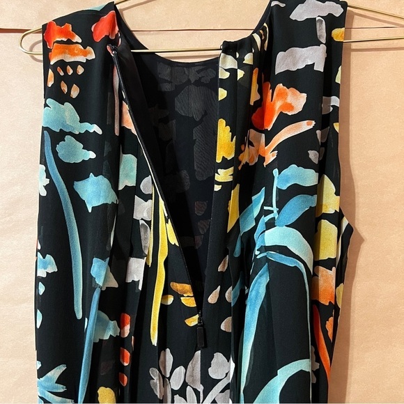 Lafayette 148 | Nia Blooming Eden Silk Midi Dress Pleated Tie Waist Size M - Picture 14 of 15